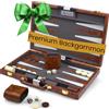 Queensell Grande set da backgammon per adulti, giochi da tavolo classici per 2 giocatori, adulti e bambini, set da backgammon di alta qualità con tavola da 38,1 cm e 32 pezzi di backgammon, in custodia in pelle