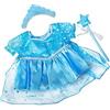 Teddy Mountain BLU NEVE PRINCIPESSA VESTITO COME FROZEN ELSA TEDDY BEAR COMPLETO ABBIGLIAMENTO CON BACCHETTA MAGICA E TIARA ADATTO A 38.1cm 40.6cm 39 cm BUILD A BEAR FACTORY ORSETTI