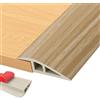 MeYuxg Profilo di transizione autoadesivo, 1 m x 7 cm, in PVC, per soglia della porta, compensazione dell'altezza da 15 mm a 20 mm, listello di transizione per pavimento, moquette, soglie (rovere bianco)