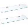 BSM Marketing Set di 2 mensole lunghe in vetro con supporti cromati per bagno, camera da letto, cucina, ufficio (600 mm x 150 mm) circa 61 x 15,2 cm