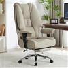 EXCEBET Sedia Ufficio Ergonomica in Rete 180kg - Poltrona Direzionale Big & Tall, Seduta a Molle 14cm (Comfort Divano), Schienale Alto Traspirante con Supporto Lombare (Beige chiaro)