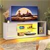 Bestier Mobile TV per TV da 65 pollici,Centro di intrattenimento LED da gioco con supporto scanalato lucido per PS5,Xbox, Console TV con ripiani in vetro regolabili,Bianco brillante