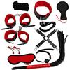 BONDAGERIE® Kit Accessori coppia da dieci pezzi con gàg in sìlìcone, ecopelle, sacco in raso incluso