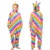 Leonshco Tuta da unicorno per bambini, pigiama in pile per bambini, tuta da notte per ragazze in flanella, morbida e comoda, design con cappuccio a tema cartone animato, costume da unicorno per gioco di ruolo
