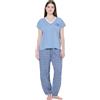 Ulla Popken Pigiama con Quadri, Scollo a V e Mezze Maniche Blu Artico 54+ 840290714-54+