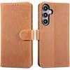 Lensun Cover in Pelle Vera per Samsung Galaxy A55- Marrone retrò | Cover in Vera Pelle [RFID Blocking] Libro con Portafoglio Chiusura Magnetico Flip Custodie Cuoio