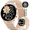 SUNKTA Smartwatch Donna, 1,43 AMOLED Orologio Smartwatch con Chiamata Bluetooth, Orologio Fitness con 100+ Modalità Sportive, Cardiofrequenzimetro/Sonno, IP68,per Android iOS,2 Cinturini/2 Cavi di Ricarica