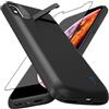 Giabuao Custodia con Batteria per iPhone X/XS (5,8''), Custodia di Ricarica Sottile Ricaricabile da 5000 mAh con Supporto Batteria di Riserva Portatile Protettiva per iPhone X/XS - Nero