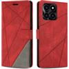 SONWO Cover per Honor X6a, Flip Caso in PU Pelle Case Cover Custodia con Slot per Schede e Supporto Stand per Honor X6a, Rosso