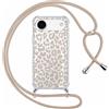 ZhuoFan Custodia con Cordino per iPhone 17 Air 6,5, Trasparente Aesthetic Modello Leopardo Marrone Disegni Automne Cover con Collana Antiurto Case Regolabile Cellulare Girocollo per Femmina, 01