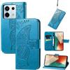 JIUNINE Cover per Xiaomi Redmi Note 13 Pro 5G / Poco X6 5G, Custodia Interno TPU Antiurto Portafoglio con Disegni di Farfalla [Carta Fessura] Cover Libro in PU Pelle per Poco X6 5G, Blu
