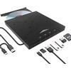QUMOX Masterizzatore Esterno CD/DVD USB 3.0 con Hub 8-in-1, 4 Porte USB, Lettori Schede SD/TF, Ultra Sottile per PC/Mac/Linux, RGB