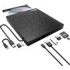 QUMOX Masterizzatore Esterno DVD/CD USB 3.0, Lettore CD/DVD con 4 Porte USB e Lettore Schede TF/SD, Compatibile con Windows/Mac/Linux