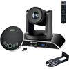 TONGVEO Sistema di telecamere 4K PTZ per sala conferenze, tracking automatico AI 20x zoom 4K PTZ telecamera USB 3.0 HDMI LAN uscite e vivavoce Bluetoot con microfono per grandi riunioni remote