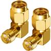 Vecys Wifi Antennenadapter SMA Stecker auf RP-SMA Buchse (mit pin) Adapter Rechtwinkliger 90 Grad RF Koaxial Koax Adapter für 2G 3G 4G Wifi Antenne Router Drahtloses WLAN Netzwerk (2 Stück)