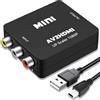 Jewan Convertitore da RCA a HDMI, Adattatore da AV a HDMI, Convertitore Audio Video Composito RCA CVBS 1080P con Cavo di Alimentazione USB per PS2/SNES/VHS/Xbox/PS4/TV/VCR/DVD/Wii/Supporta PAL/NTSC