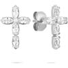 Tamaris Orecchini - Orecchini in acciaio inox con motivo a croce - Argento - 1,4 cm - Impermeabile e delicato sulla pelle