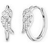 Engelsrufer Orecchini a cerchio da donna con ali d'angelo in argento Sterling con 56 zirconi bianchi, chiusura a clip, senza nichel, 1 Paar, Argento sterling, Zirconia cubica