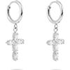 Tamaris Orecchini a cerchio in acciaio inox con ciondolo a forma di croce - argento - 1,2 cm - chiusura a scatto - impermeabile e delicato sulla pelle