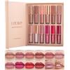 Skynest Set di 12 rossetti opachi colorati, set di lucidalabbra vellutati con finitura opaca, rossetto idratante con confezione regalo