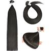 YANTAISIYU Extension Capelli Veri Cheratina U Tip Hair Extensions 40cm Remy Human Hair Extension Cheratina (50g #1B nero naturale)