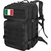 HEMSO Zaino Militare Tattico 45 Litri,Impermeabile Zaino Trekking,Grande Zaini da Viaggio,Molle Zaini di Assalto per Scuola Escursionismo All'aperto Campeggio Caccia Pesca Palestra Fotografico(Nero)