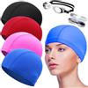 Qaestuan 4 Pezzi Cuffia da Nuoto Unisex, con gli Occhialini da Nuoto, Cuffie Piscina Adulti, Elastica Cuffia Piscina, per Bagno Nuotare e Sport (Multicolore)