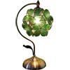Bieye L30875 Lampada da tavolo in vetro colorato in stile Tiffany con petalo di fiore e base in ottone per l'arredamento della casa(fiore di ciliegio verde)