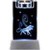 Kaltner Präsente Luce d'atmosfera - Un regalo molto speciale: candela a LED/blocco di vetro di cristallo / incisione laser 3D portacandele segno zodiacale leone / illuminazione in colori arcobaleno