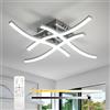 Dorlink Plafoniera LED Soffitto Dimmerabile con Telecomando, Lampadario LED Camera da Letto 28W 2520LM, 3000K-6500K Lampadari Cucina, 4 Luci Plafoniera Argento Onde, Lampadario Soggiorno