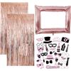 Eniyou 33 Pezzi Photo Booth Accessori Fotografici per Feste Con 30 Oggetti 2 Tende Glitterate E Una Cornice Gonfiabile per Foto Ideale per Decorazioni Di Compleanno Festa Della Mamma E Feste