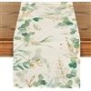 Artoid Mode - Runner da tavolo, stampa con eucalipto verde, lavabile, moderno, decorazione per interni ed esterni, feste e vacanze, 40 x 180 cm