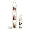 NEOWS Set Cornici Foto Multiple da Parete con Corda - Portafoto Multiplo Decorativo con Cornici in Legno - Collage Foto da Appendere al Muro- Cornici 10x15 cm (Bianco Strappato, 3 Foto Verticale)