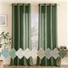 EMEMA Tende in lino con occhielli, effetto lino, moderne, semitrasparenti, per soggiorno, camera dei bambini, set da 2 pezzi, 140 x 260 cm (larghezza x altezza), verde Matcha
