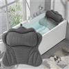 Nuangoo Cuscino vasca da bagno, per bagno,Antiscivolo con tecnologia 4D Air Mesh e 6 ventose, supporto testa, collo spalle, adatto spa (Grigio)