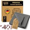 TIEFENREIN Set di panni per baristi - 2 pezzi grigio - panni in microfibra premium per la pulizia della macchina portafiltro - 30x30 cm extra assorbenti - panno per la pulizia della macchina da caffè