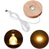Esoes Base luminosa a LED per blocco di vetro, luci d'atmosfera, base girevole, luce bianca calda, base in legno (bianco caldo)