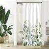 Uiiooazy Tenda Doccia Antimuffa, Tenda Doccia Piccola 90x180cm Foglie Verde Eucalipto Blu Grigio Fiori Verdi Stretto Tende da Bagno Tessuto Lavabile Impermeabile Tende per Vasca da Bagno con 6 Anelli
