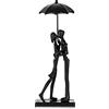 Sziqiqi Ferro Scultura Regalo di 6 Anni di Anniversario per Moglie - Statue di Coppia di Metallo Nero Bacio Sotto Ombrello Uomo e Donna Fgurine per Sculture Scaffali per Camino Ingresso Televisivo