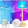 HIGSPE Lampada a Onde D'acqua Girevole, 16 Colori Lampada Aurora Boreale, Proiettore Stelle Soffitto Dimmerabile con Telecomando, Wave Lamp Luce Notturna Ricaricabile per Decorazione Camera da Letto