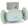 CLOCKY Sveglia Rumorosa per chi ha il Sonno Pesante Dormiglioni Sordi Ruote Sveglia Digitale da Comodino per Dormienti Rumorissima Adulti Bambini che Scappa Cammina Regali Divertenti (Salvia)