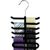 HANGERWORLD 3 Portacravatte per 12 Cravatte e Cinture Salvaspazio in Velluto Nero Antiscivolo per Armadio