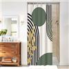 Uiiooazy Tenda Doccia Antimuffa, Uiiooazy Tenda da Doccia Piccola 90x180cm Boho Chic Verde Salvia Astratta Foglie Verde Tende da Bagno Tessuto Lavabile Impermeabile Poliestere Tende Vasca da Bagno con 6 Anelli