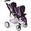 Bayer CHIC 2000 Tandembuggy Twinny - Passeggino gemellare per due bambole, passeggino per bambini dai 4 agli 8 anni, motivo: stelle viola