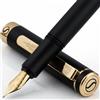 Scriveiner Stilografica di lusso media, splendida penna tascabile nera, finitura Placcato in Vero Oro, Placcato in Vero Oro Pennino, convertitore, idea regalo per uomini e donne, penna per ufficio