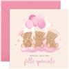 Central 23 Carte d'anniversaire 1 an pour fille - « Teddy Daughter 1st Birthday » - Cadeau adorable avec ourson et ballons - Idéal pour bébé, petite fille ou tout-petit - Autocollants inclus