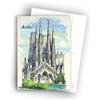 Edition Colibri Cartoline di Barcellona - Illustrazione in acquerello della Sagrada Familia - Ciao | Set di 10 biglietti piatti (A6) - Reverso per scrivere