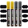 DIGIELE Pennarelli Gesso Liquido Oro + Argento, 2pcs Oro Pennarello + 2pcs D'argento 6mm Pennarello Gesso e 16 Etichette Lavagna, Asciutto o Bagnato Cancellabili, Reversibile Punta Scalpello o Tonda