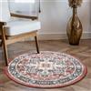 Carvapet Lavabile Tappeto Rotondo 90cm Antiscivolo Sottile Rosso Tappeto a Cerchio Salotto Cameretta Soggiorno Medaglione Retrò Stampato Tappeti di Zona