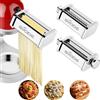 GVODE Accessorio pasta 3 in 1 in acciaio inox per Kenwood Kmix KMX750/KVC85 | comprendente mattarello, taglia spaghetti e taglia fettuccine Macchina per pasta per Kenwood Accessori